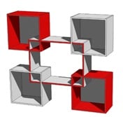 Картинка Полка подвисная 1300х300х1168, ЛДСП Дуб атланта с зелёной кромкой