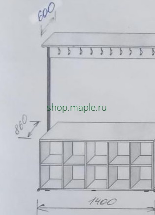 Картинка Вешалка напольная 2-х сторонняя с полками для обуви на 20 мест 1400*860*1600 мм.