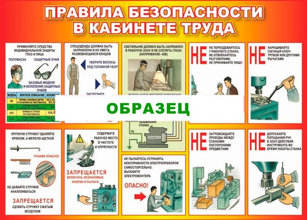 Картинка Плакат Правила безопасности на уроках труда для мальчиков