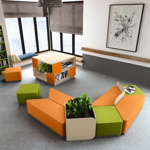 Картинка Комплект модульной мебели (пуфик-4шт, диван банкетка -4шт), кожзам