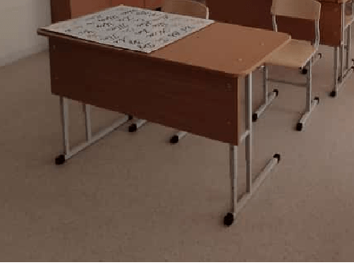 Картинка Стол ученический 2-мест. рег. 3-5 гр. с закругленными углами (ЛДСП бук, каркас черный)