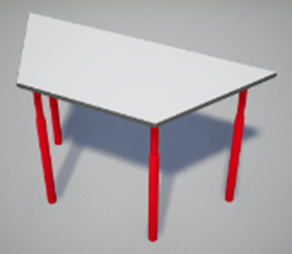 Картинка Стол трапеция, ЛДСП Сосна Винтерберг, кромка голубая, ножки серые