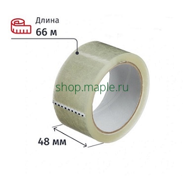 Картинка Лента клейкая, прозрачная, 40 мкм, 48 мм х 66 м