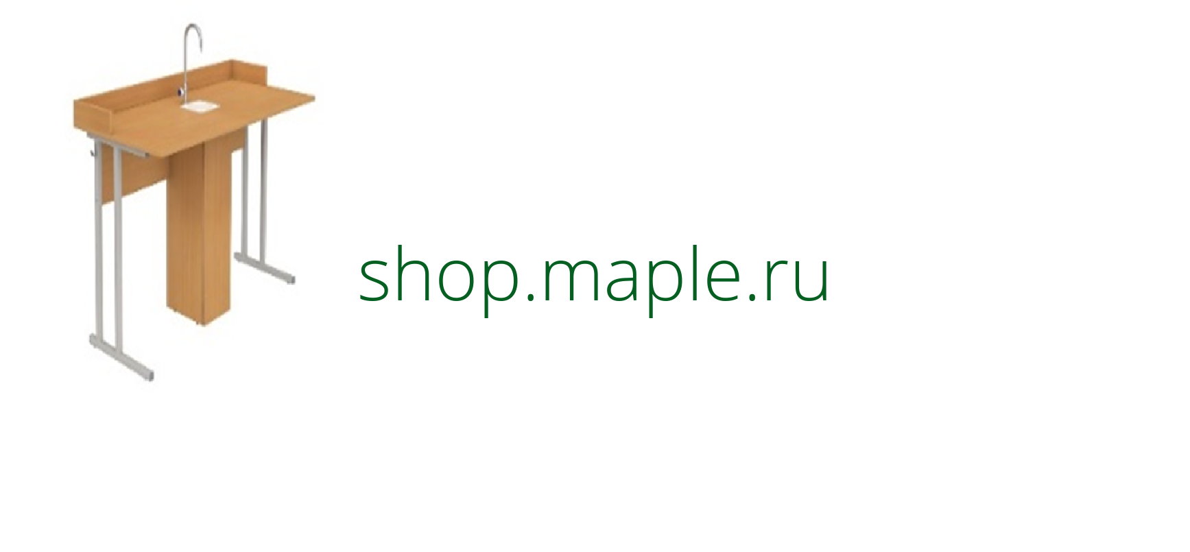 Картинка Стол ученический лабораторный для кабинета химии с сантехникой и бортиками