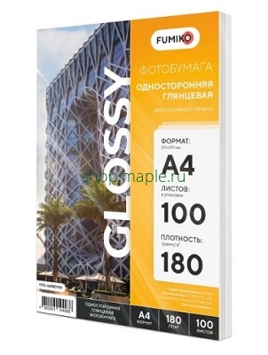 Картинка Фотобумага FUMIKO глянцевая односторонняя 180г/А4/100л