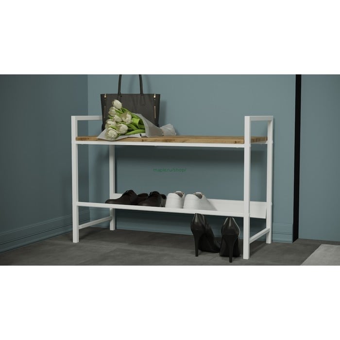 Картинка Скамья для прихожей, 800 × 350 × 555 мм, ЛДСП, цвет дуб вотан / белый
